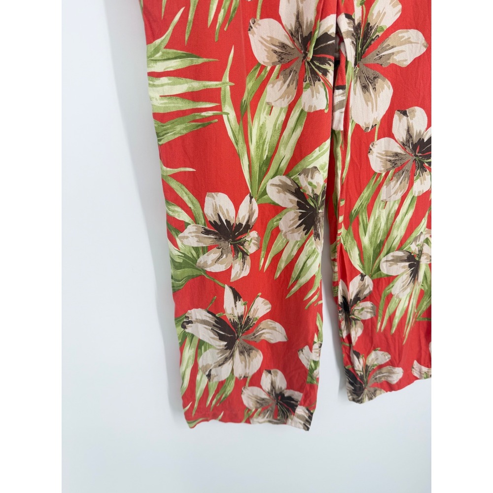 Valerie Stevens Womens Silk Cropped Pants Medium Tropical Resort Summer Beach - Picture 3 of 15
